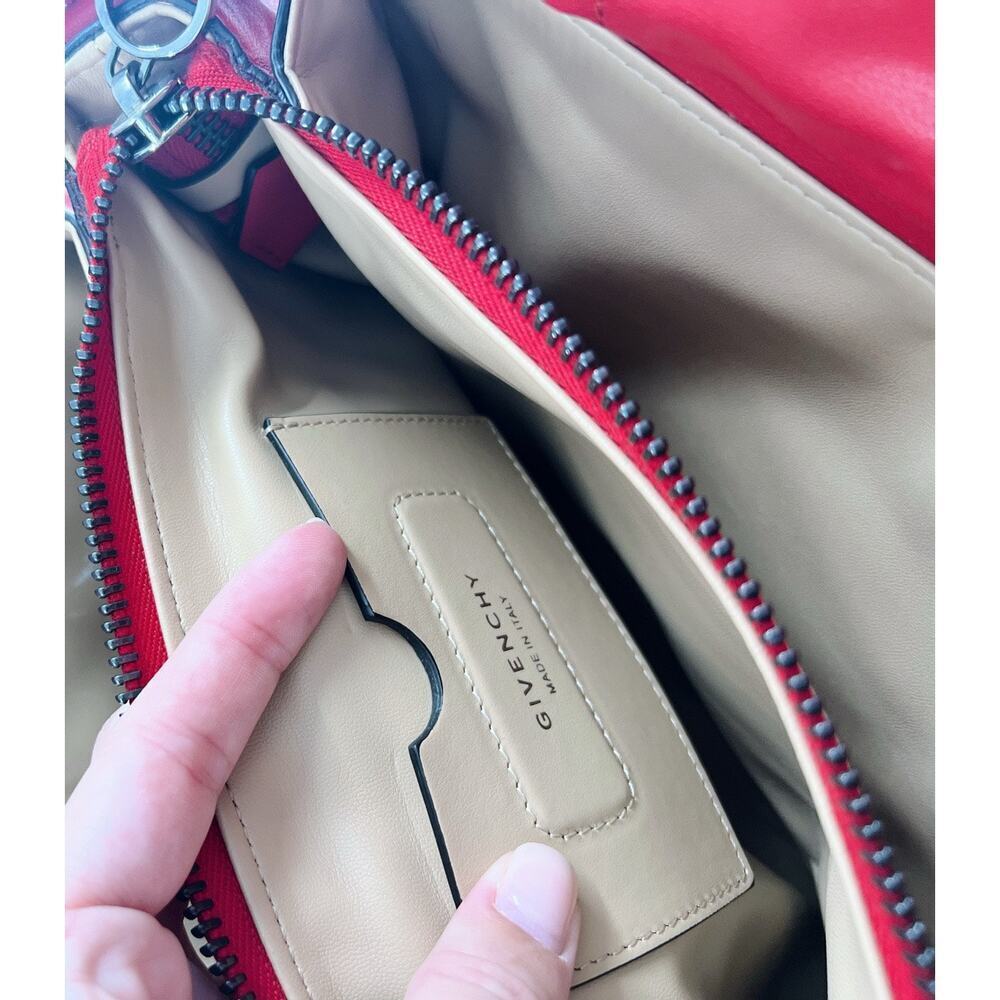 Givenchy Red Leather Shoulder Hand Bag Purse - Picture 8 of 10